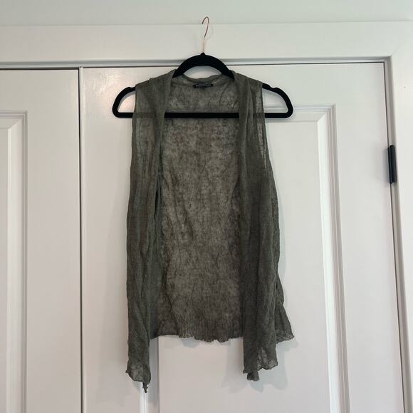 Eileen Fisher Women's Linen Sleeveless Cardigan‎ Green Lightweight Size Large - Picture 1 of 6